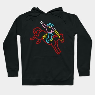 80's Gift 80s Retro Neon Sign Cowboy Hoodie